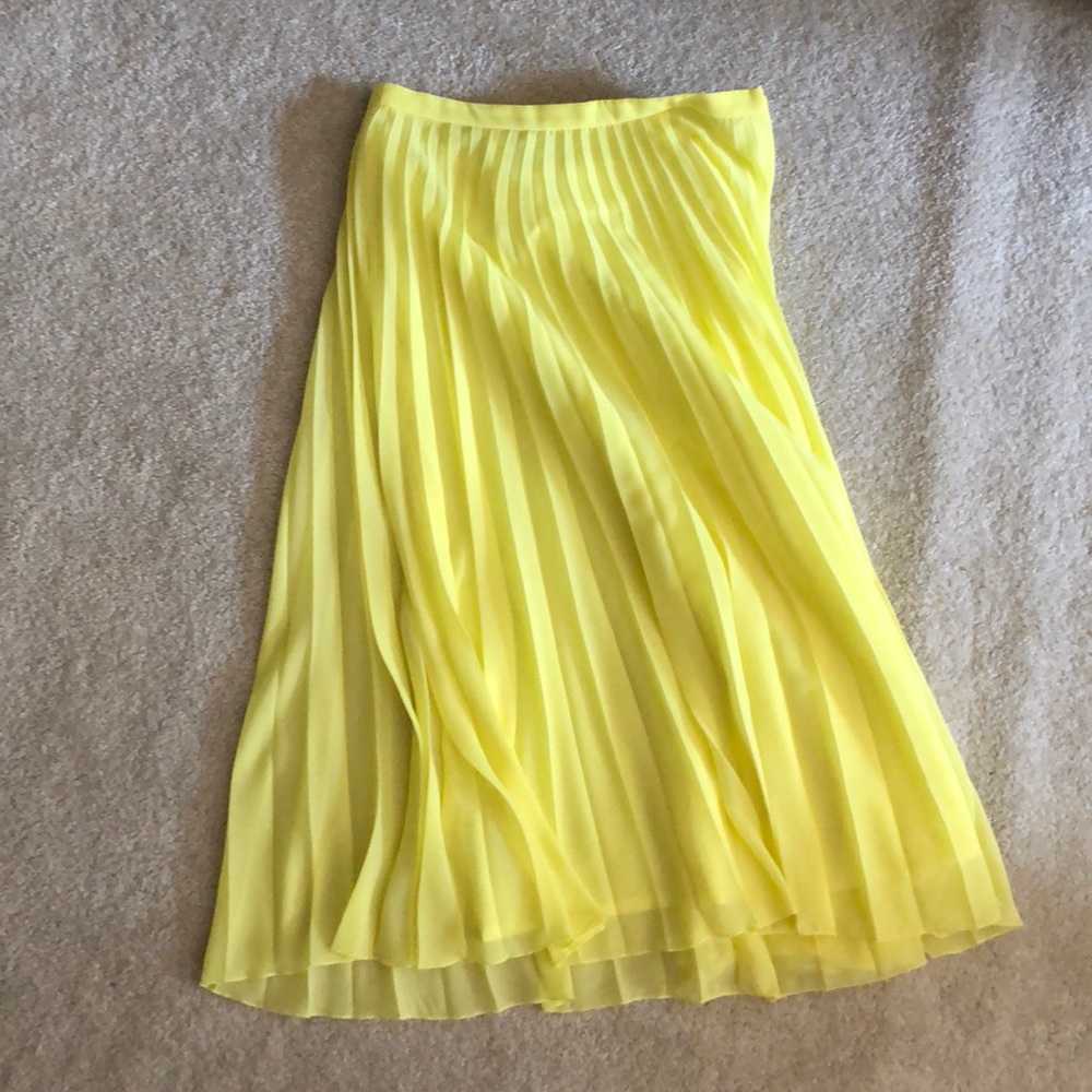ASOS pleated midi skirt in yellow, size 0